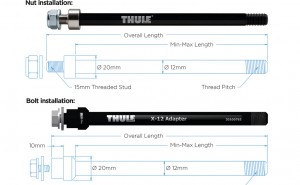Adatt. asse Thule Syntace X-12 M12x1,0 - 152 o 167mm, dado di fiss.