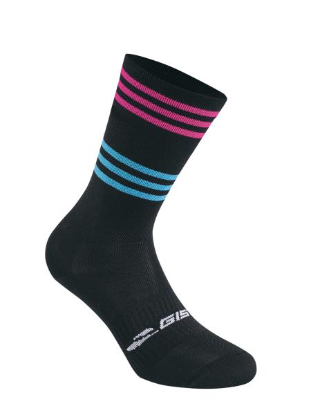 Calzino GIST Q-SKIN Stripes NERO - FUXIA - AZZURRO