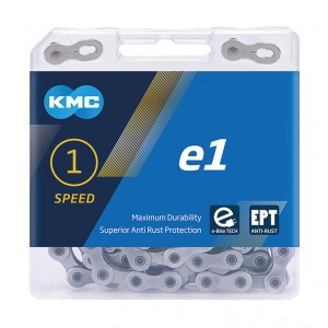 Catena KMC e1 EPT per cambio al mozzo - 1/2 x 3/32", sottile, 130 maglie,argento