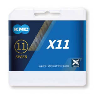 Catena per cambio KMC X11 arg./nero - 1/2" x 11/128", 118 maglie,5,65mm,11-v.