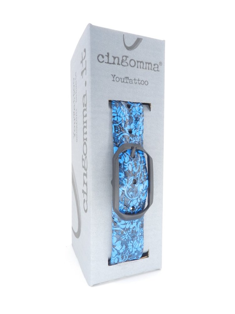 Cintura di copertone verniciato Cingomma YOUTATTOO Flowers Small  BLUE