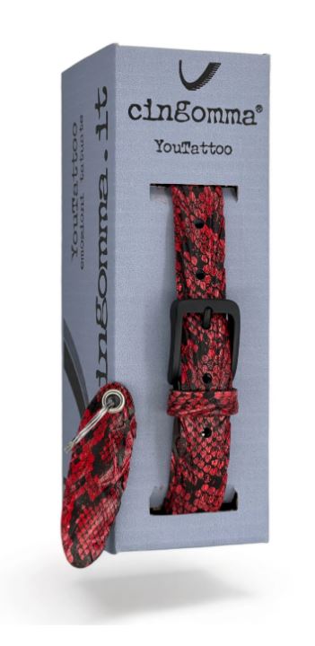 Cintura di copertone verniciato Cingomma YOUTATTOO Animal Pyton  RED