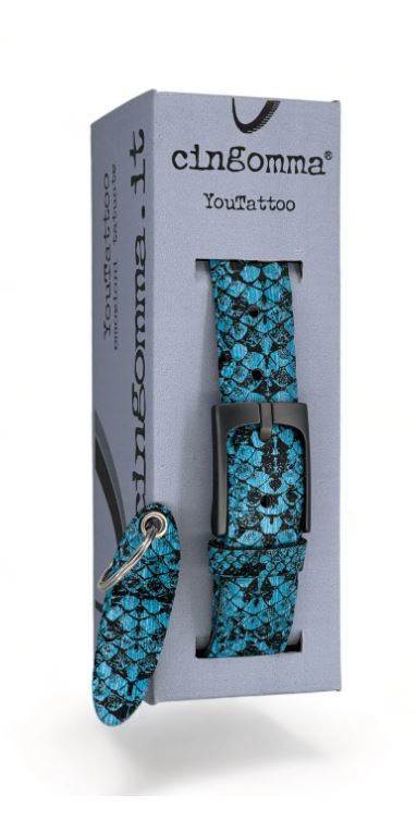 Cintura di copertone verniciato Cingomma YOUTATTOO Animal Pyton  TURQUOISE