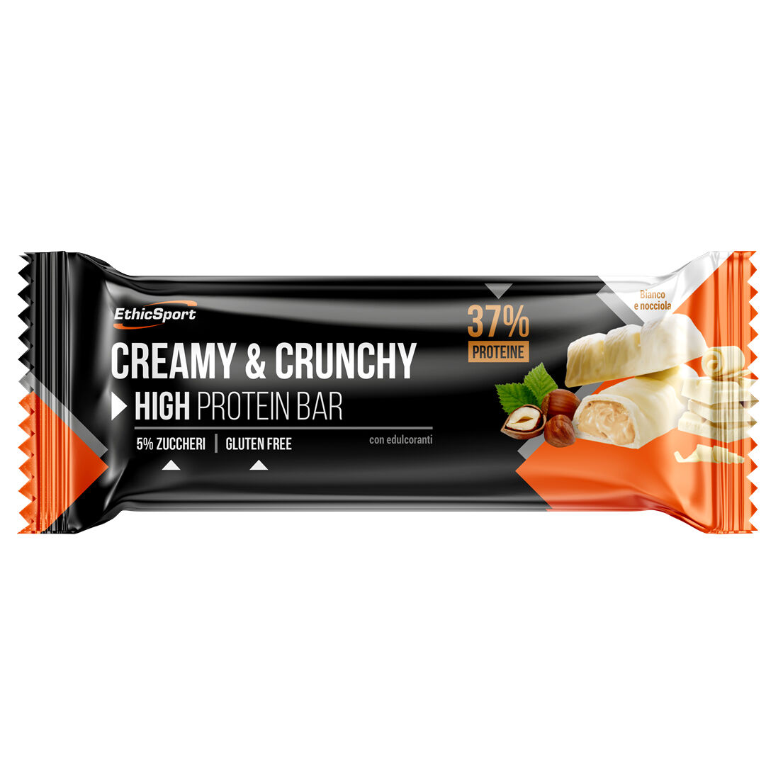 ETHICSPORT CREAMY & CRUNCHY Bianco, Nocciola - Barretta 30g.  