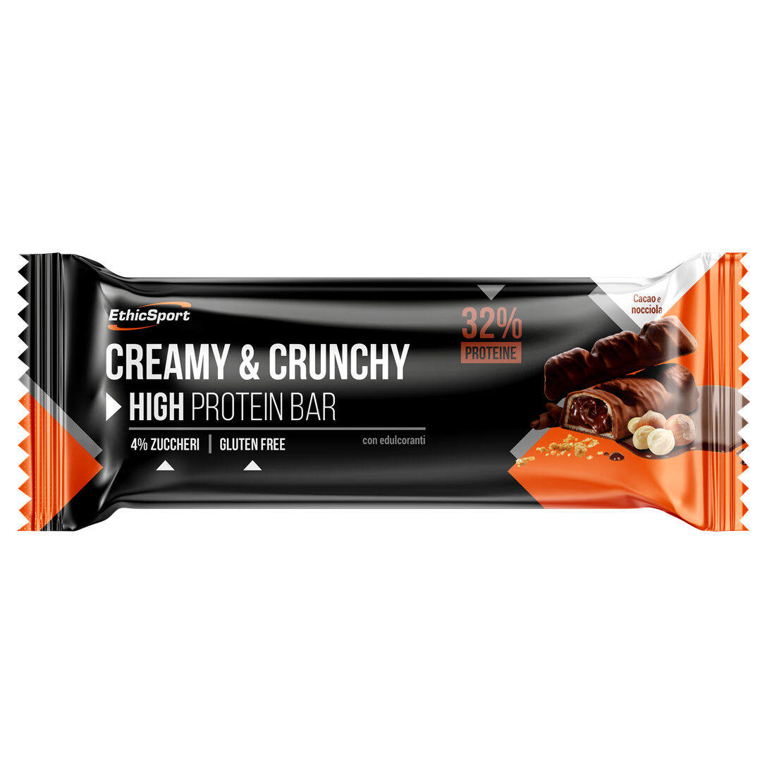 ETHICSPORT CREAMY & CRUNCHY Cacao, Nocciola - Barretta 30g.  