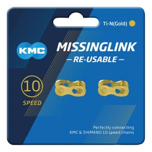 Maglia di chius. KMC 10R Ti-N Gold - 2 pezzi, per catene 5,88mm, oro, 10-vel.