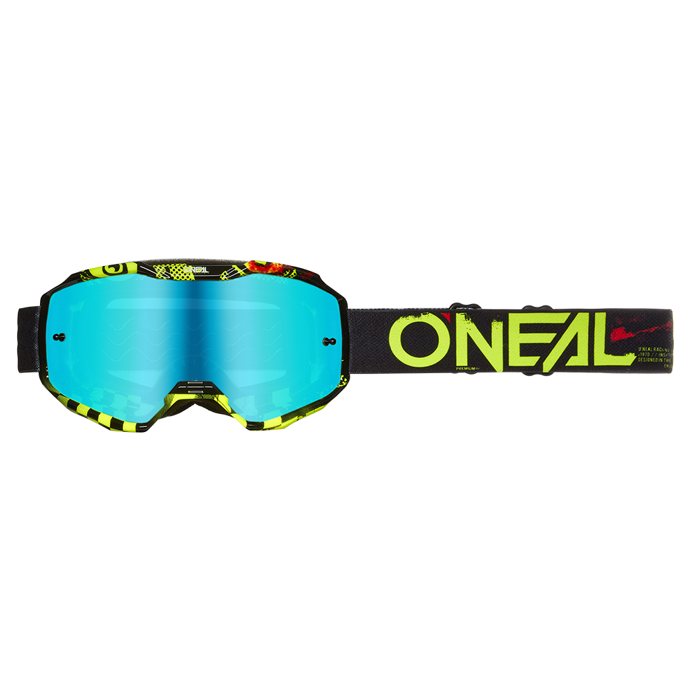 Maschera O'Neal B10 YOUTH Attack UNICA NERO / GIALLO NEON - BLU RADIUM