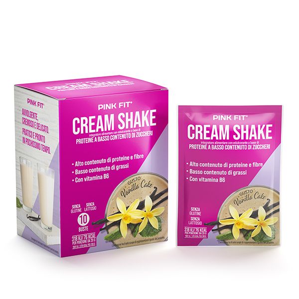 PINK FIT CREAM SHAKE Vanilla Cake - Scatola 10 bustine da 20g.  