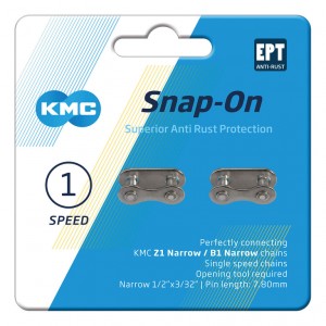 Snap-On maglia di chiusura KMCNarrowEPT - 2 pezzi, 1/2"x3/32", 7,3mm, EPT, argento